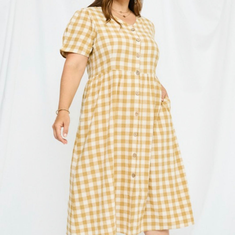 PLUS Mustard Plaid Midi